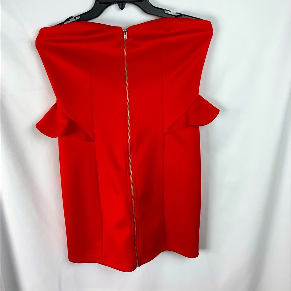 Red Dress Short Strapless with Zip